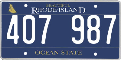 RI license plate 407987