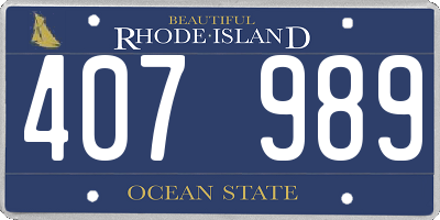 RI license plate 407989