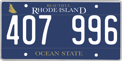 RI license plate 407996