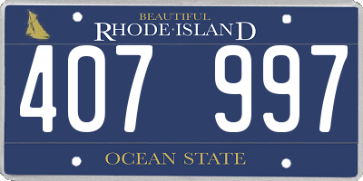 RI license plate 407997