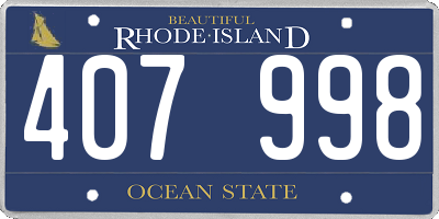 RI license plate 407998