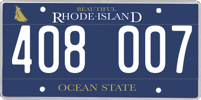 RI license plate 408007