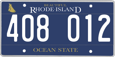 RI license plate 408012