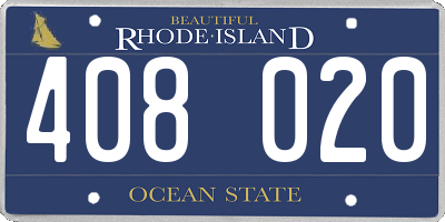 RI license plate 408020