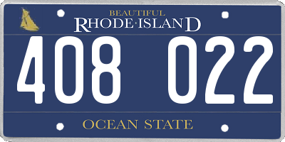 RI license plate 408022