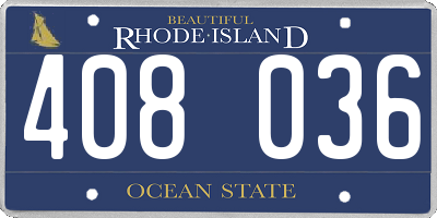 RI license plate 408036