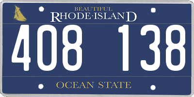 RI license plate 408138