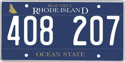 RI license plate 408207