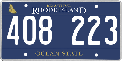 RI license plate 408223