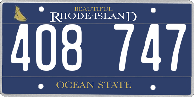 RI license plate 408747