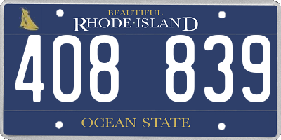 RI license plate 408839
