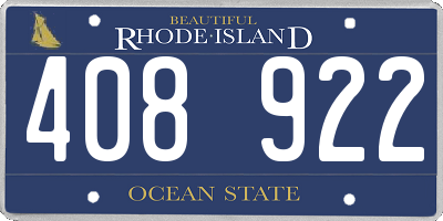 RI license plate 408922