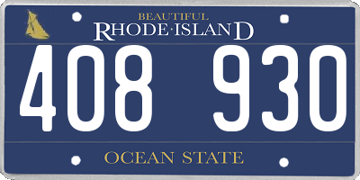 RI license plate 408930