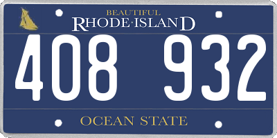 RI license plate 408932