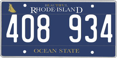 RI license plate 408934