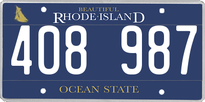 RI license plate 408987