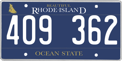 RI license plate 409362