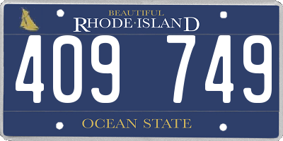 RI license plate 409749