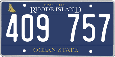 RI license plate 409757