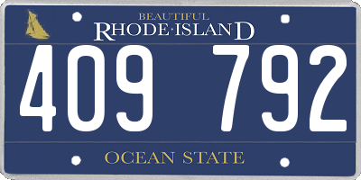 RI license plate 409792