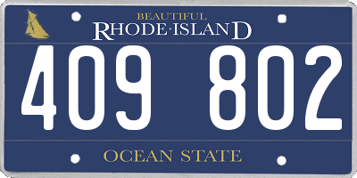 RI license plate 409802