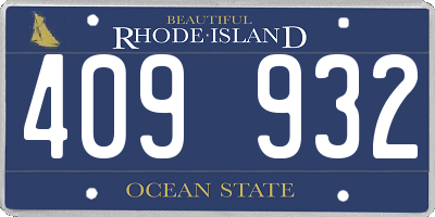 RI license plate 409932