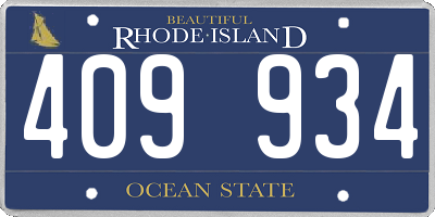 RI license plate 409934