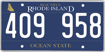 RI license plate 409958