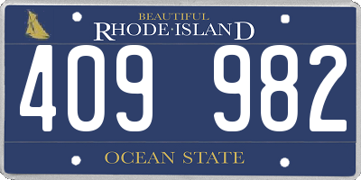 RI license plate 409982