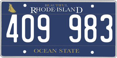 RI license plate 409983