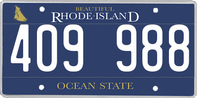 RI license plate 409988