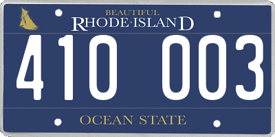 RI license plate 410003