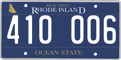 RI license plate 410006