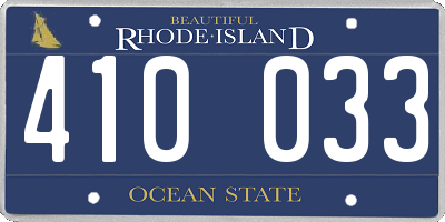RI license plate 410033