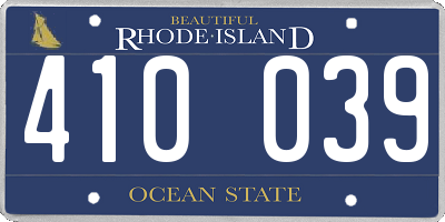 RI license plate 410039