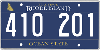 RI license plate 410201