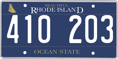 RI license plate 410203