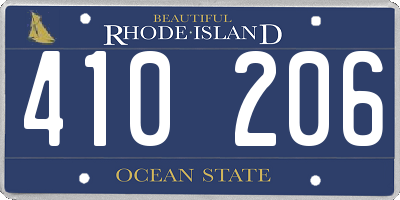 RI license plate 410206