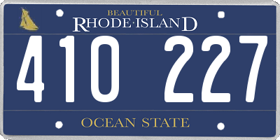 RI license plate 410227