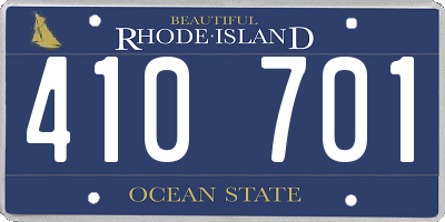RI license plate 410701