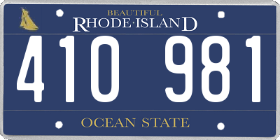 RI license plate 410981