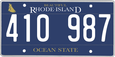 RI license plate 410987