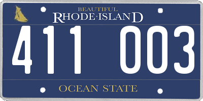 RI license plate 411003
