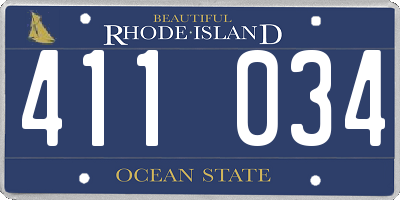 RI license plate 411034