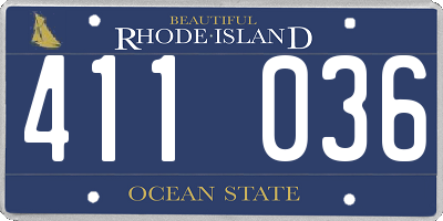 RI license plate 411036