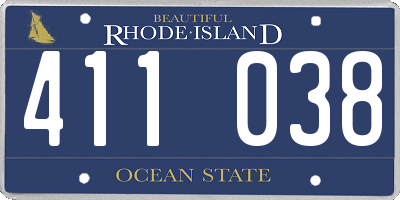 RI license plate 411038