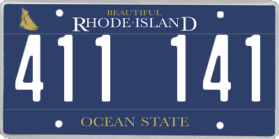RI license plate 411141