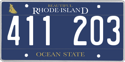 RI license plate 411203