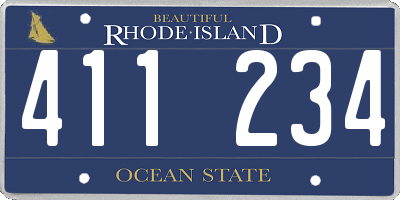 RI license plate 411234
