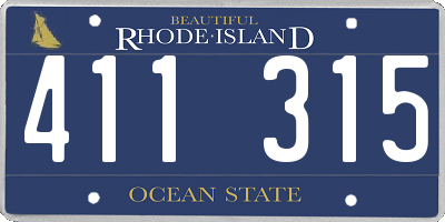 RI license plate 411315
